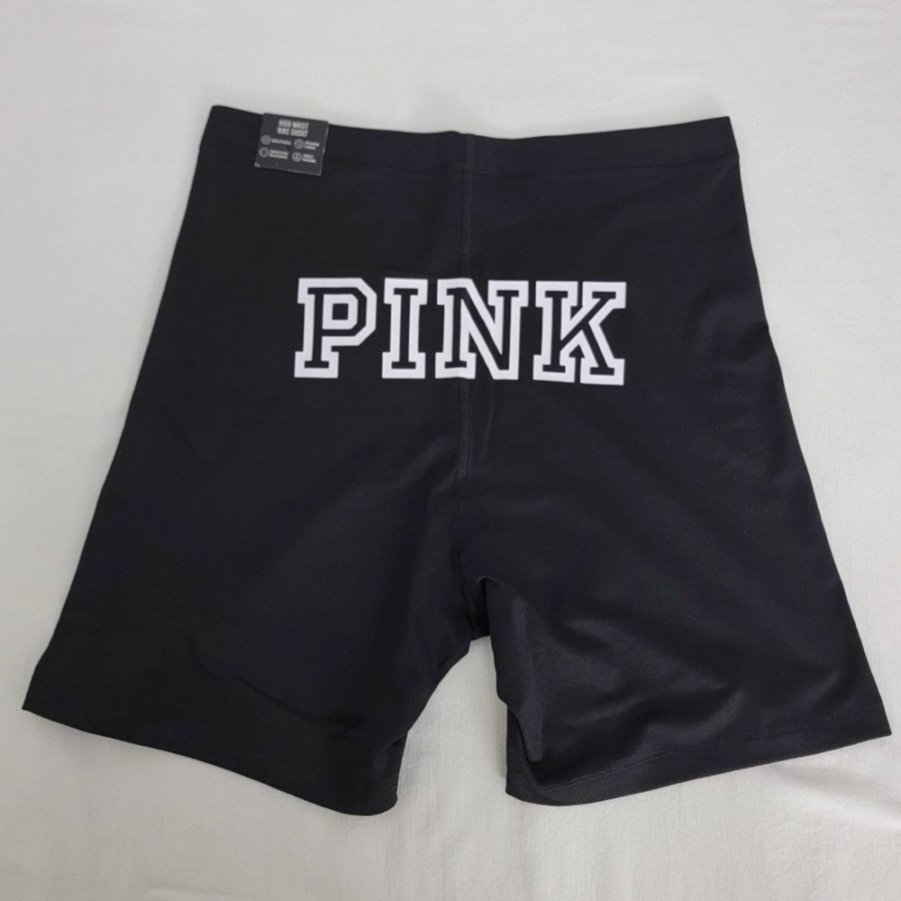 VICTORIA SECRET PINK ULTIMATE HIGH WAIST LOGO BIKER SHORTS
